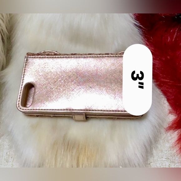 Loungefly x Disney Sequin Wallet Rose Gold Minnie Mouse Phone Case & Card Holder - Picture 7 of 17